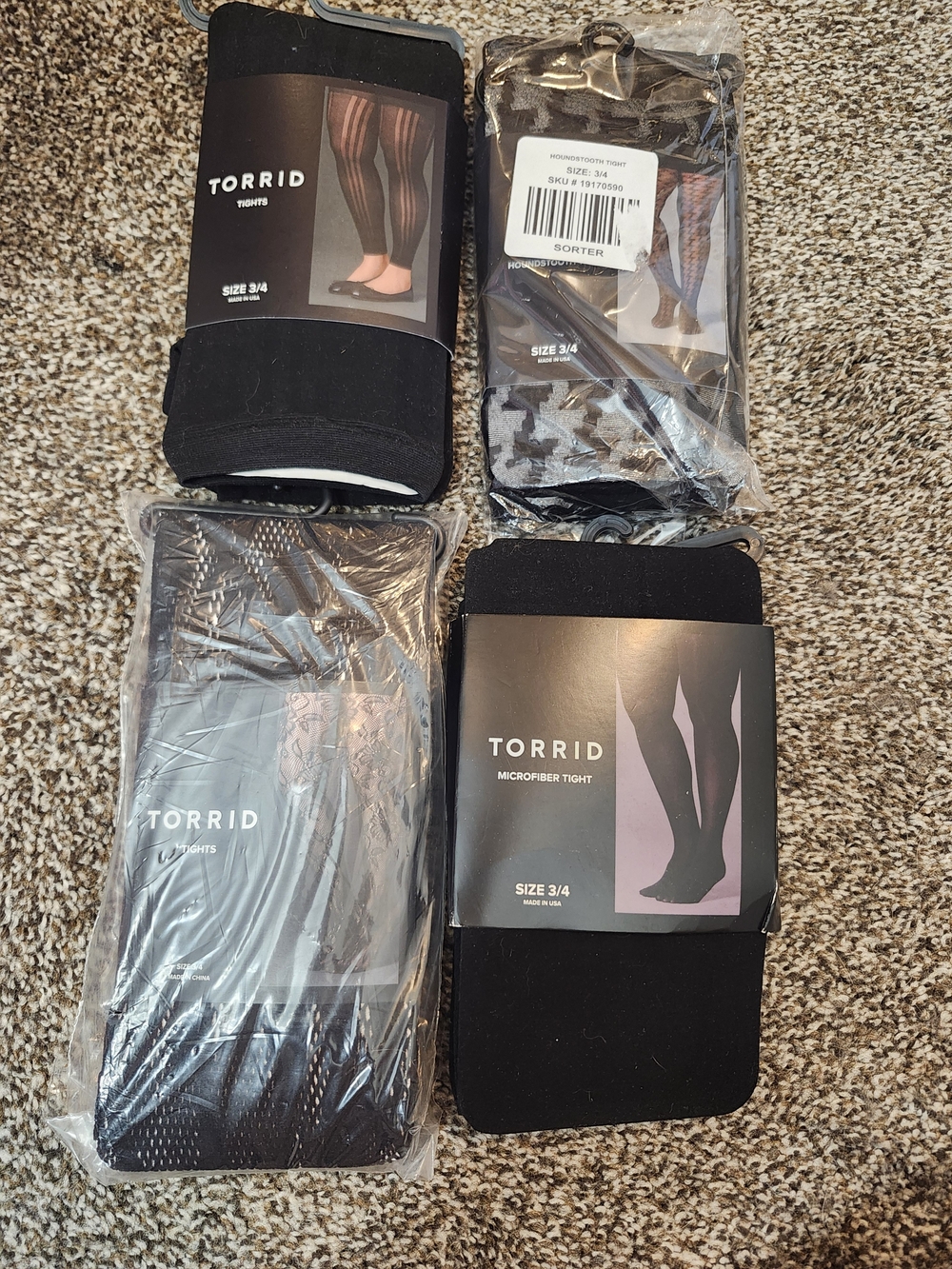 Torrid Black Microfiber & Patterned Tights Bundle, NWT